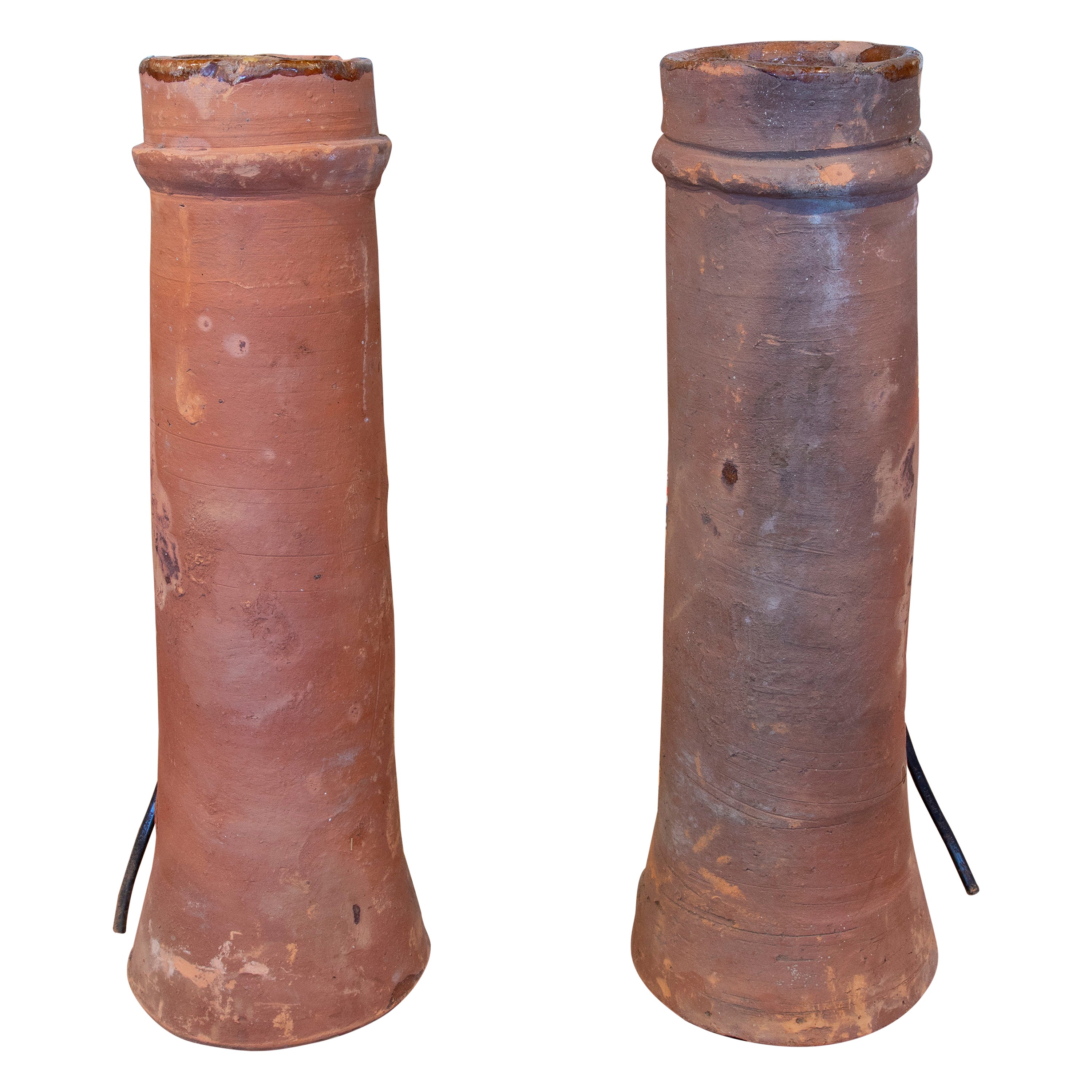 19th Century Spanish Pair of Wall Lights Made with Ceramic Gutters For Sale