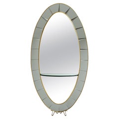 Cristal Art Grand Scale Oval Hand-Cut Beveled Crystal Floor Mirror with Shelf