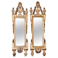 Nearly Identical Antique Painted and Gilded Italian Wall Mirrors, circa 1850s