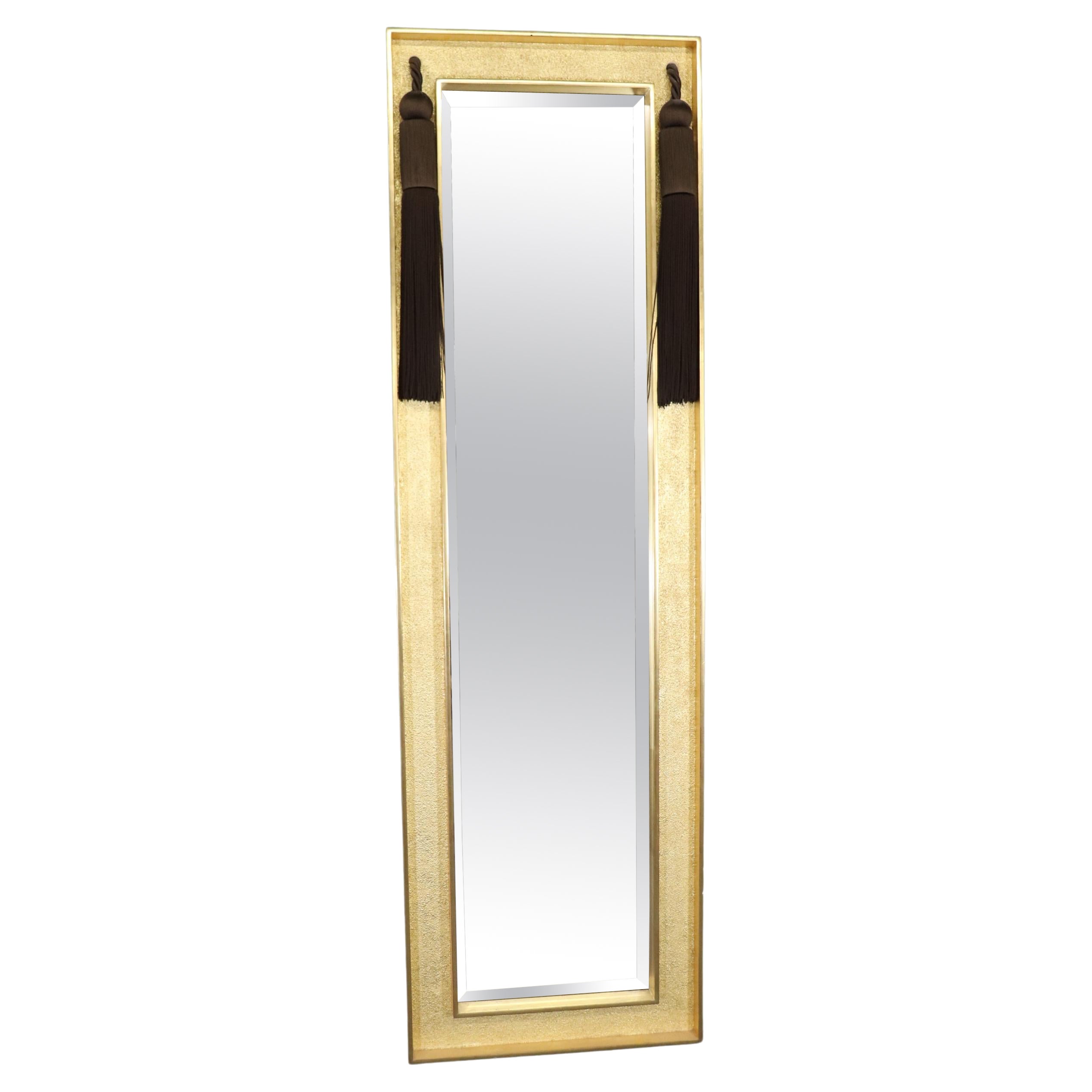 Hollywood Regency Gold Textured Beveled Full Length Wall Pier Mirror For Sale