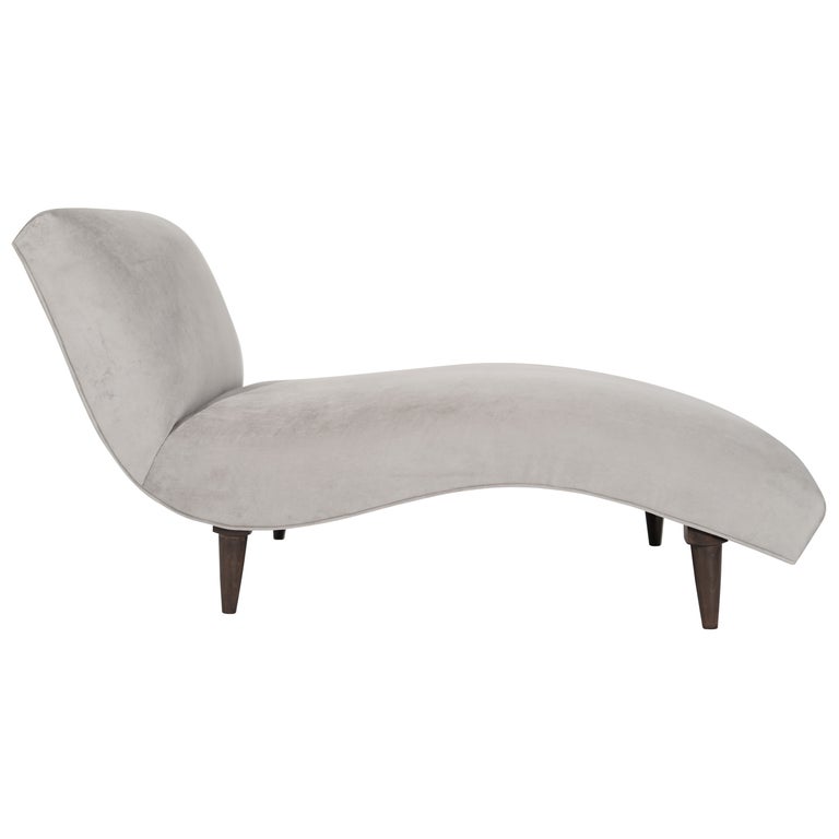 Modernist Chaise Lounge in Grey Velvet, circa 1960s For Sale at 1stDibs