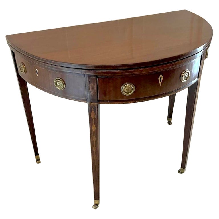 Tea Console Antique George III Quality Mahogany Demi Lune Shaped Tea / Console ...