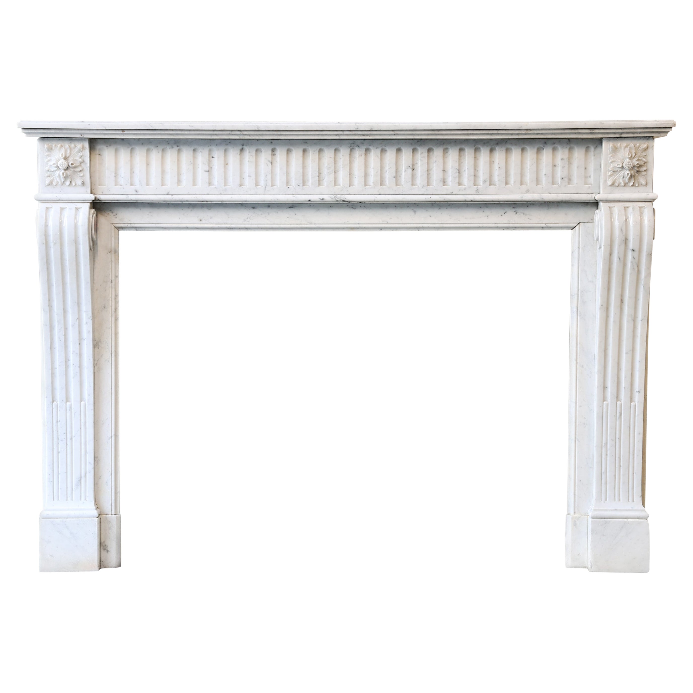 Antique Marble Fireplace  19th Century  Carrara Marble