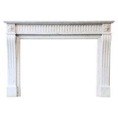 Antique Marble Fireplace  19th Century  Carrara Marble