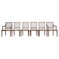 Retro Henredon French Regency Louis XVI Carved Walnut Dining Chairs, Set of Six