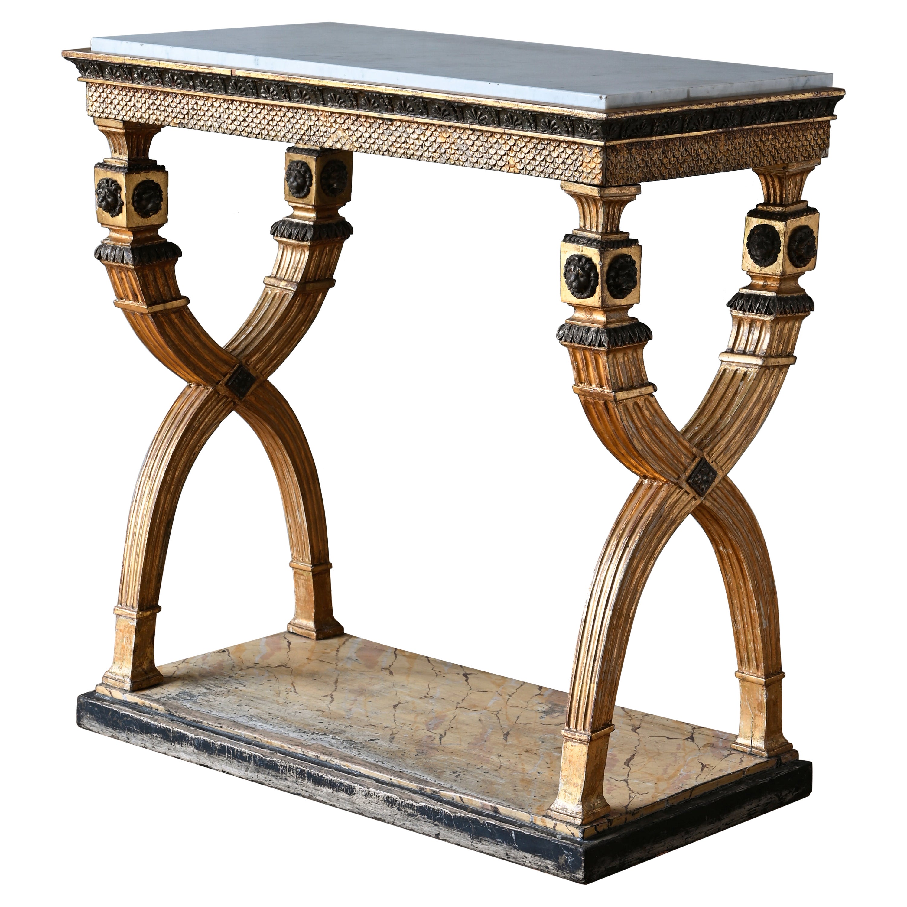 Extraordinaire table console gustavienne tardive du 19e siècle en vente