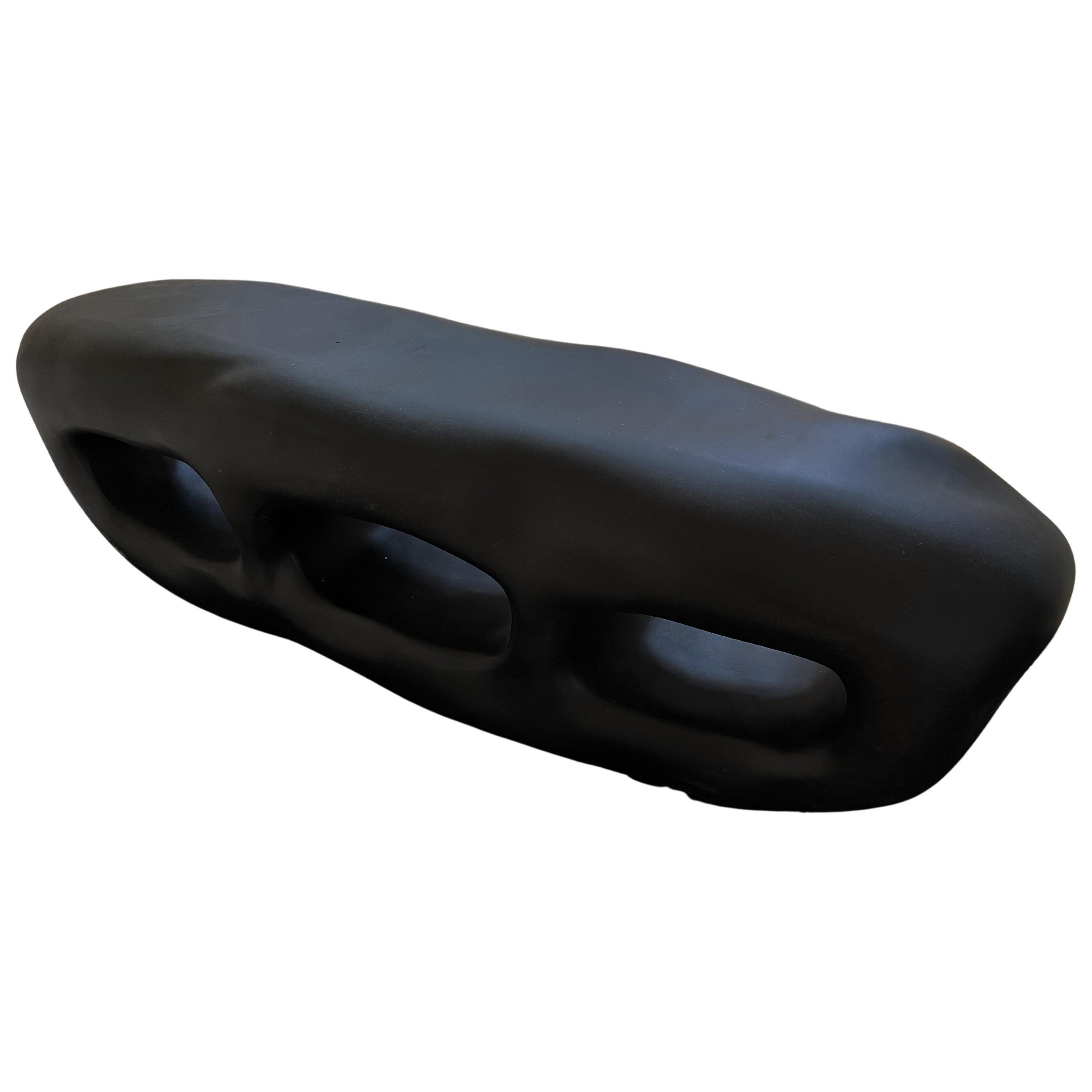 Cave Inspired Form, Organic Black Fiberglass Cabinet with Three Openings by kar