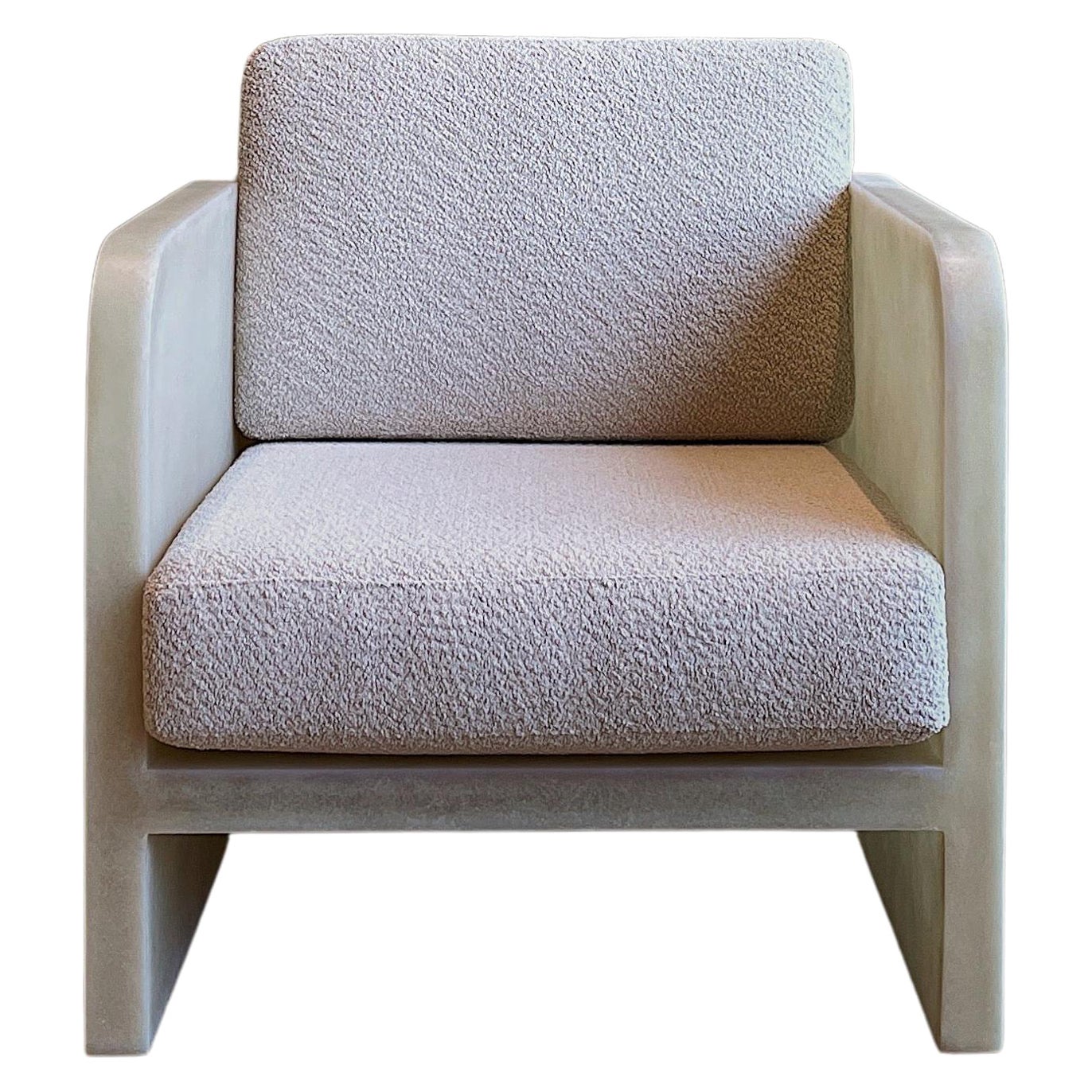 Contemporary Natural Beige Fiberglass Cubic Lounge Chair with Cusion by kar