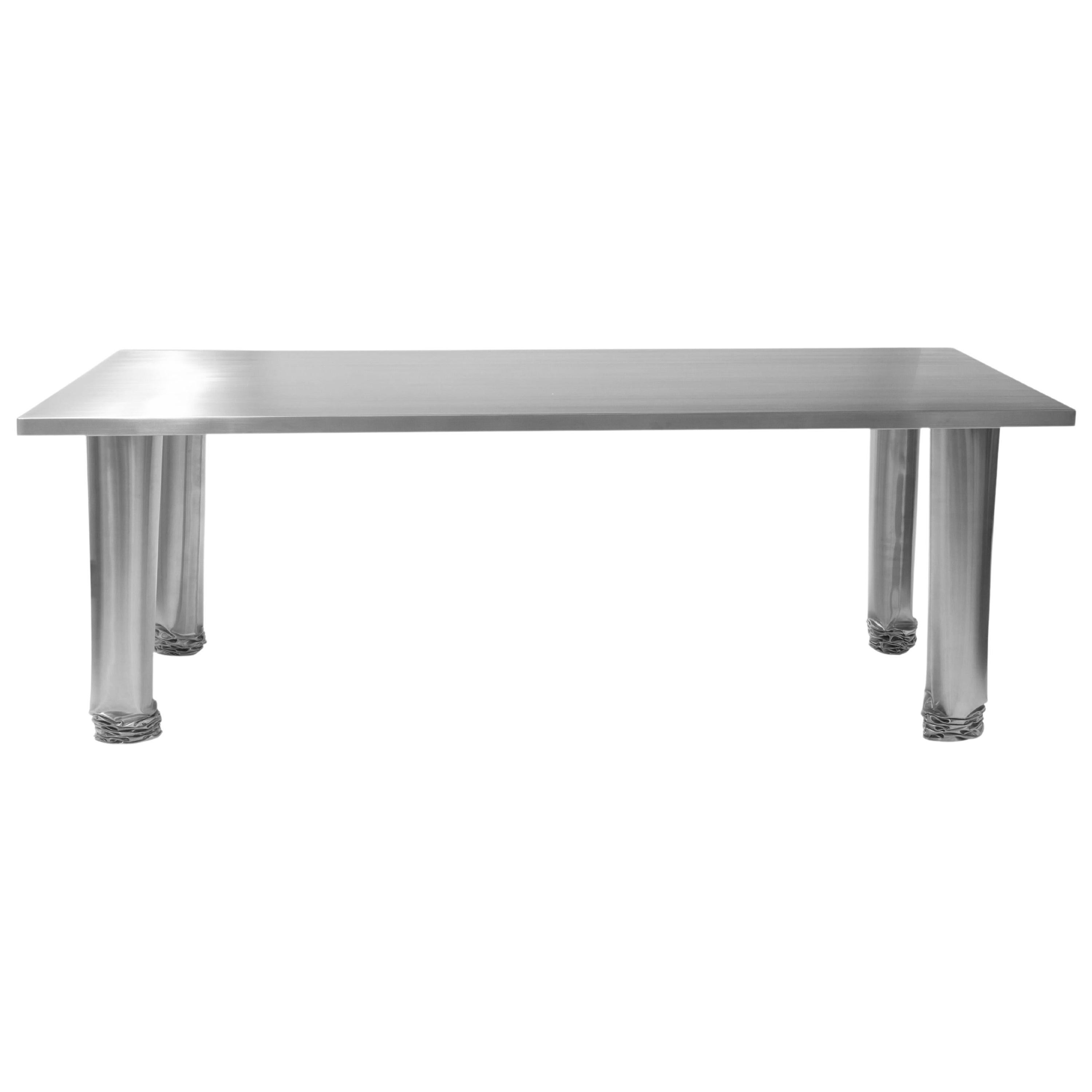 Contemporary Dining Table 'Crash' by Zieta, Stainless Steel For Sale