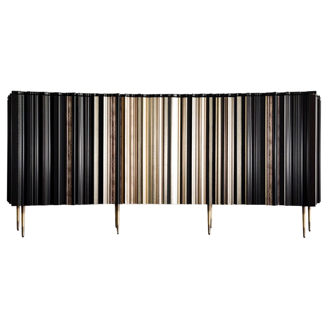 Frame Long Curved Sideboard by Luis Pons For Sale