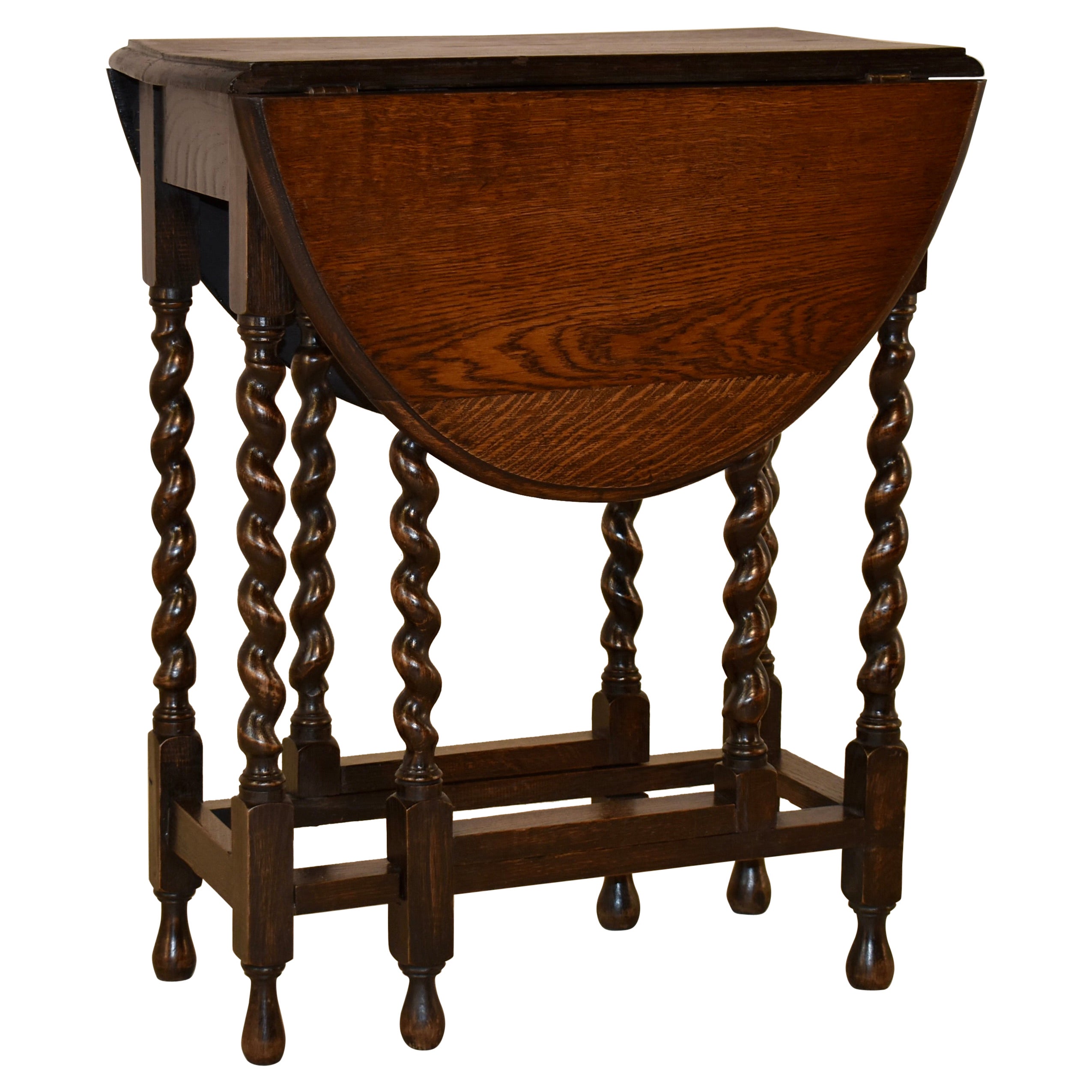 Mesa auxiliar inglesa con pata de puerta de roble, circa 1900