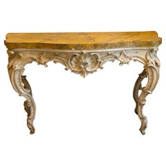 Elegant Fine Italian 18th Century White Painted Console Tables Roma 1750