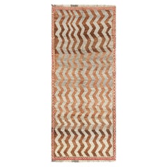 Vintage Persian Tribal Rug with Brown Chevrons by Rug & Kilim