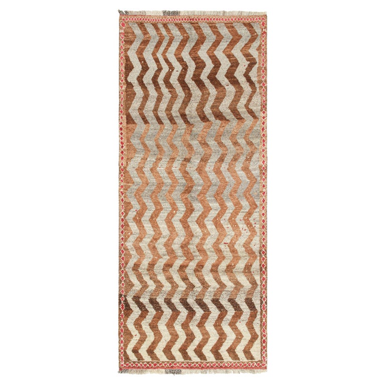 Vintage Persian Tribal Rug with Brown Chevrons by Rug and Kilim For