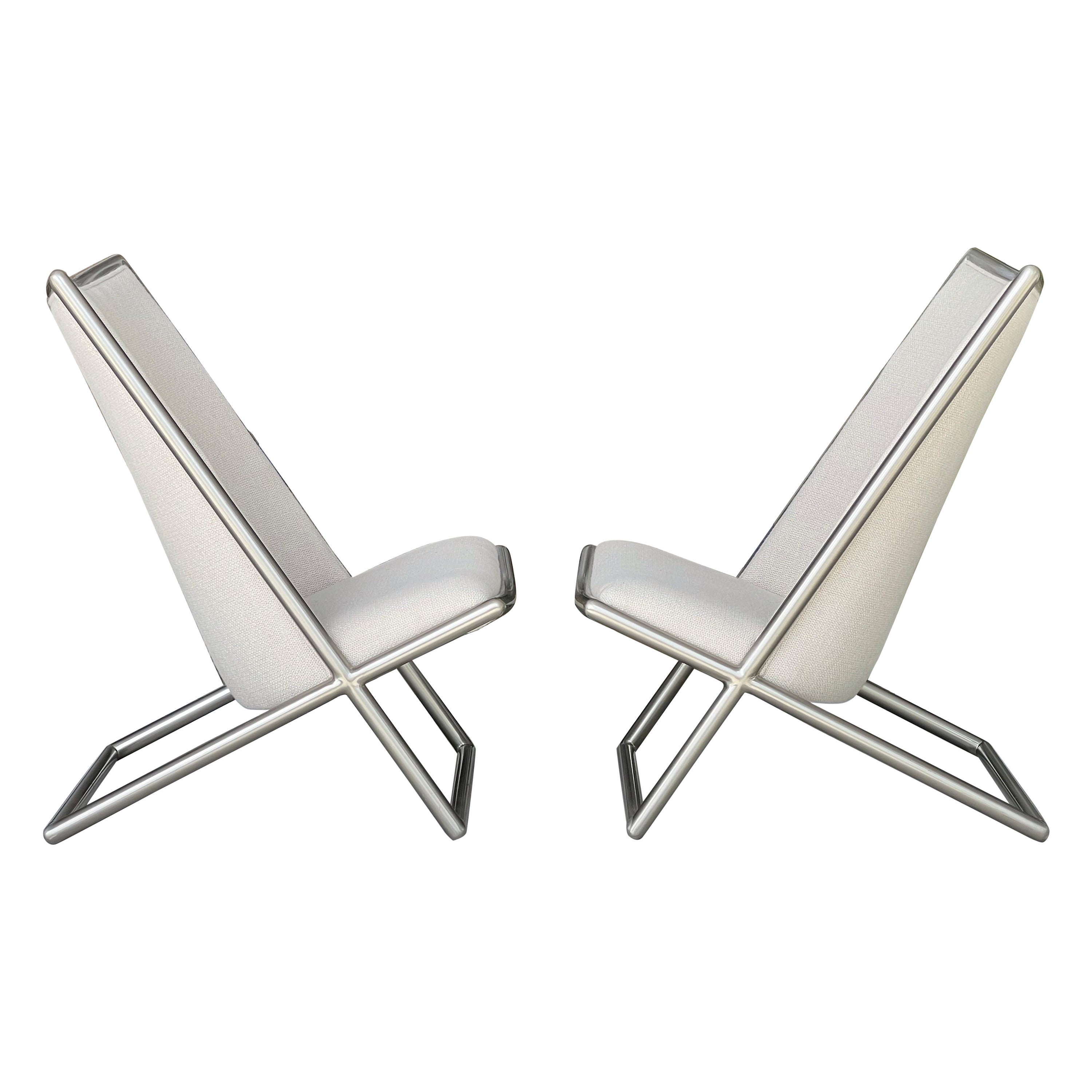 Ward Bennett Pair of Scissor Lounge Chairs For Sale