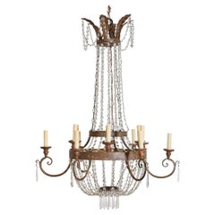 Italian, Lucca, Empire Period Gilt Wood and Metal 12-Light Chandelier circa 1810