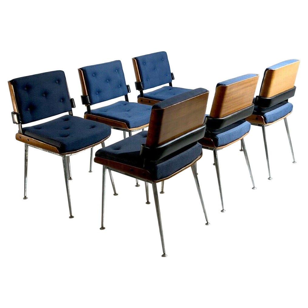 Ensemble de 6 chaises MID-CENTURY-MODERN SPACE-AGE d'ALAIN RICHARD, France, 1950 en vente