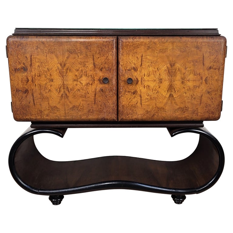 1940s Art Deco Mid-Century Italian Walnut Burl and Mirror Mosaic Dry ...
