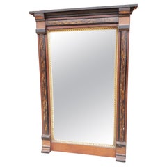 Antique 1890s American Classical Parcel Ebonized Mahogany Wall Mirror
