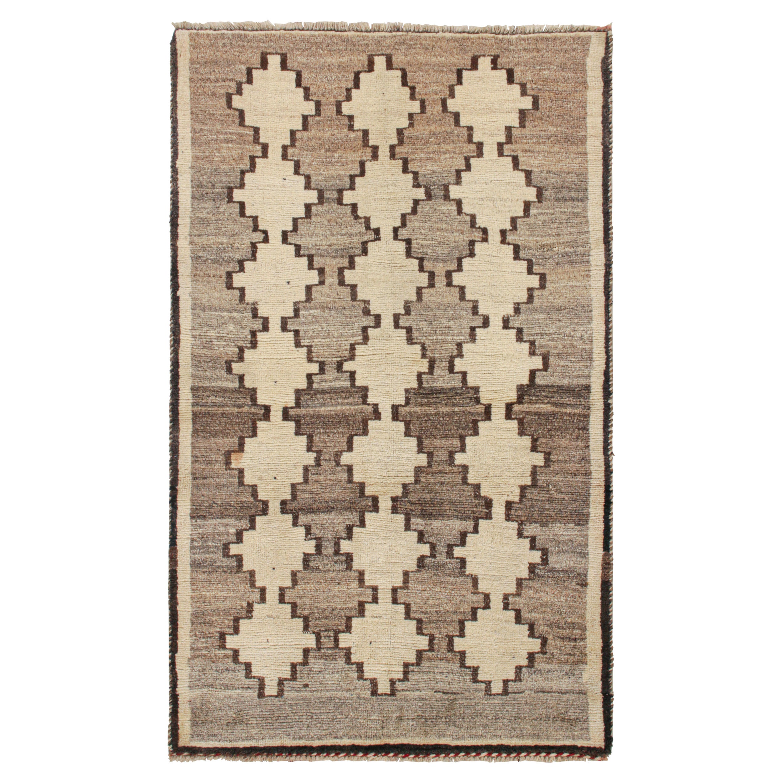 Vintage Persian Tribal Rug in Beige with Geometric Patterns For Sale