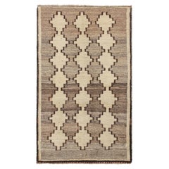 Retro Persian Tribal Rug in Beige with Geometric Patterns