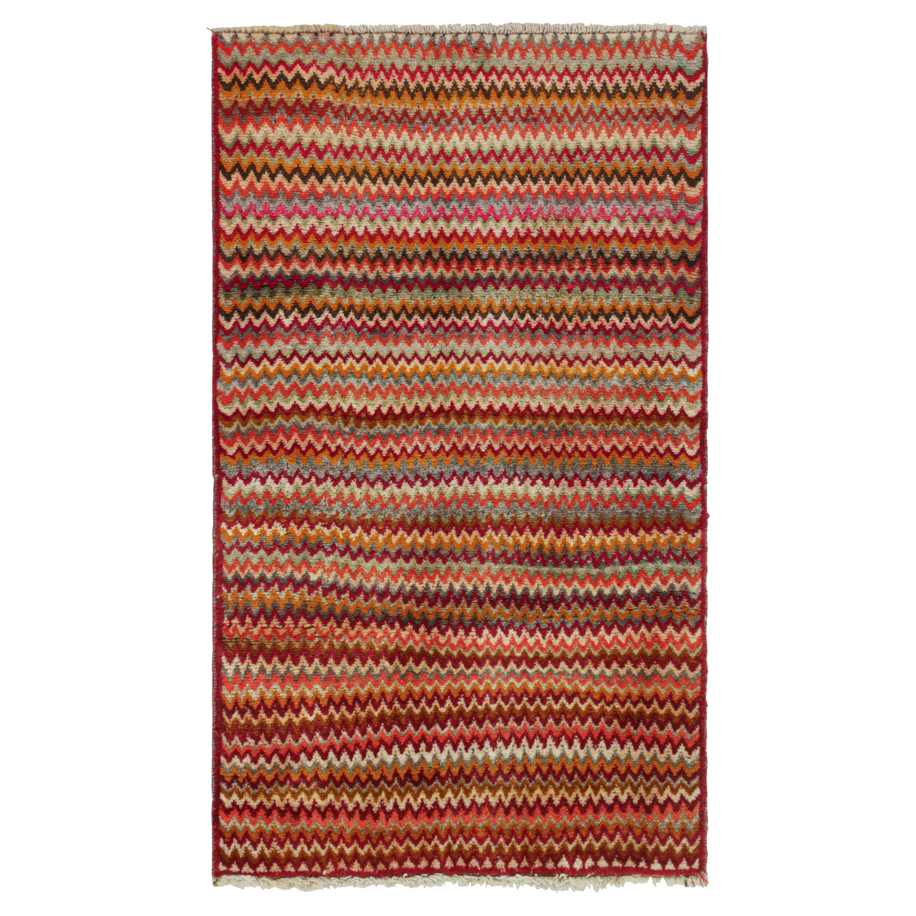 Vintage Persian Tribal Rug in Polychromatic Chevron Patterns by Rug & Kilim