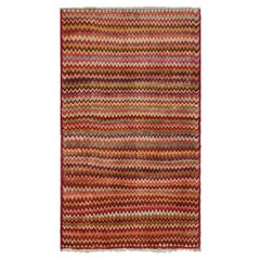 Retro Persian Tribal Rug in Polychromatic Chevron Patterns by Rug & Kilim