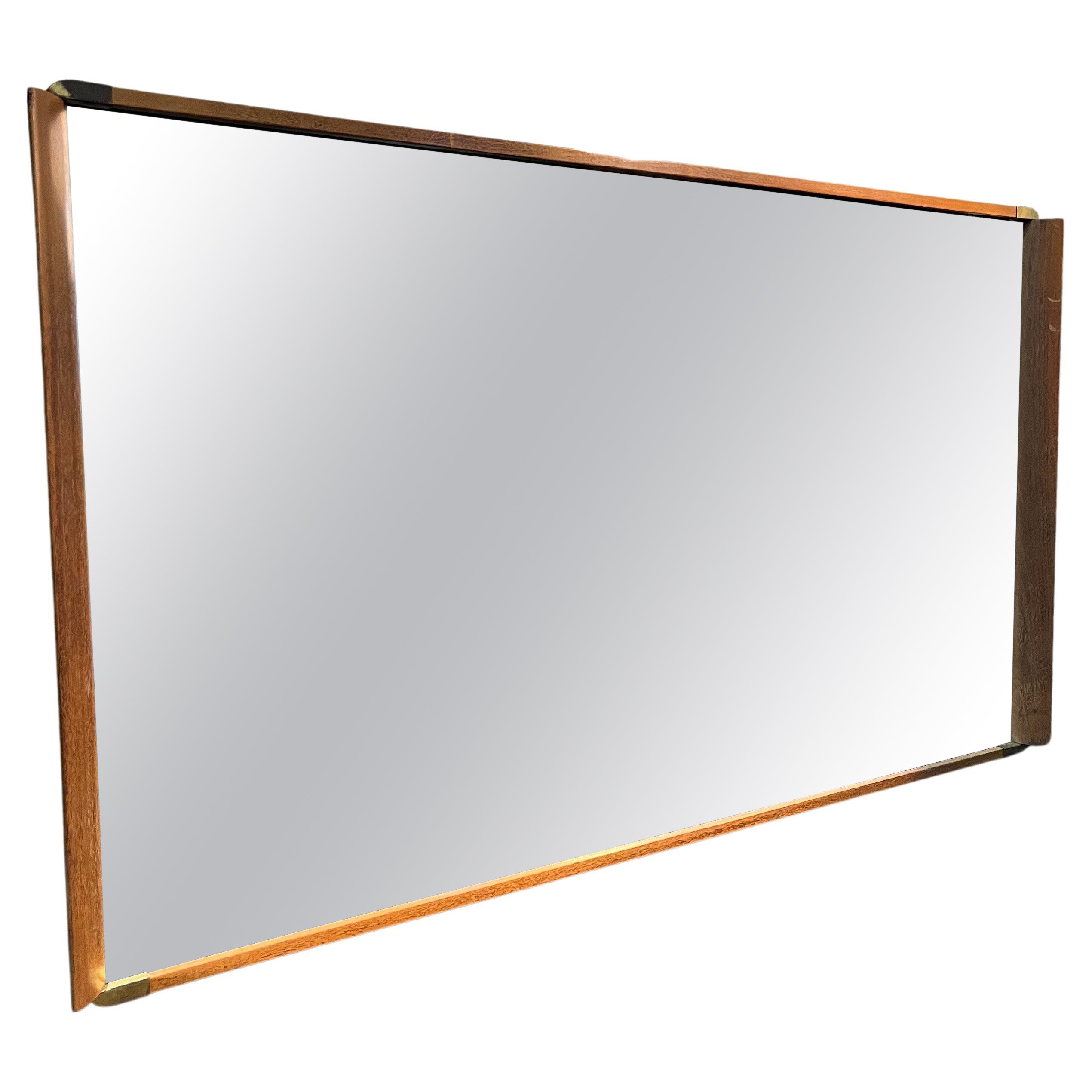 Paul Frankl Walnut and Brass Mirror 1950s 'Numbered'