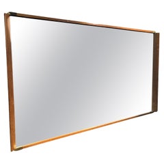 Retro Paul Frankl Walnut and Brass Mirror 1950s 'Numbered'