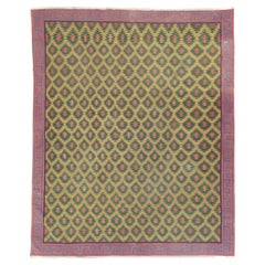 Vintage Mid-20th Century Handmade Indian Flatweave Dhurrie Large Room Size Carpet