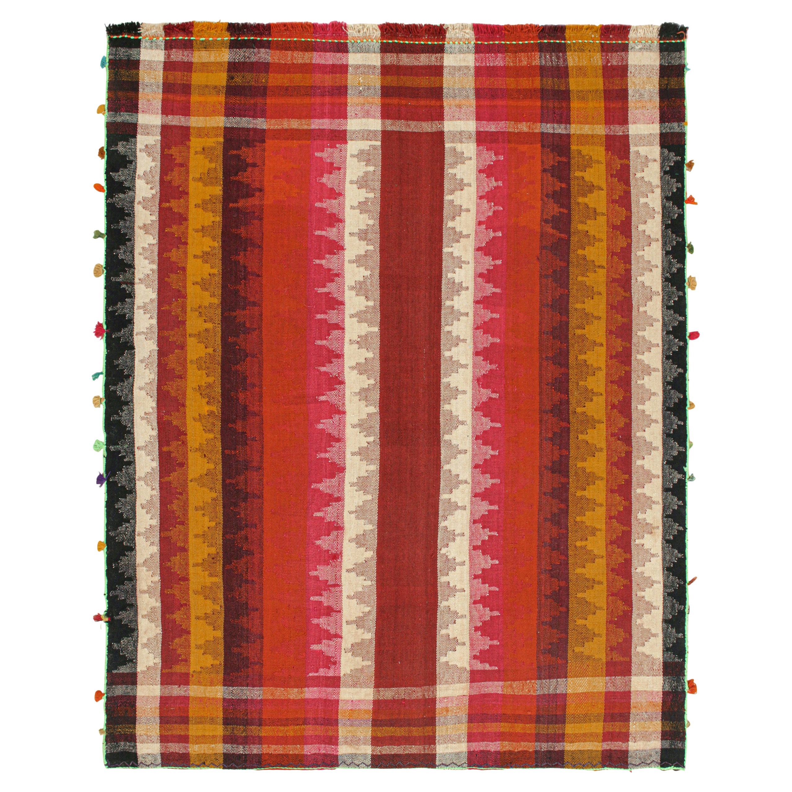 Tapis Kilim persan vintage à rayures polychromes par Kilim en vente