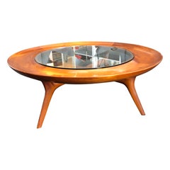 Table basse ronde personnalisée en noyer italien