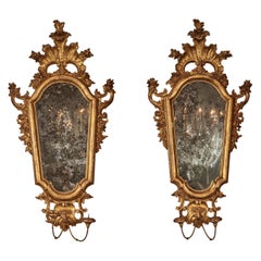 Antique Gilded Florentine Mirrors with Candle Holders