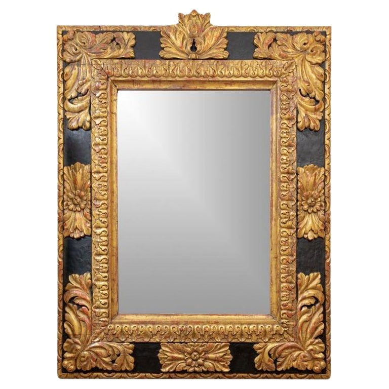 Monumental and Striking Decorative Painted and Gilt Mirror For Sale