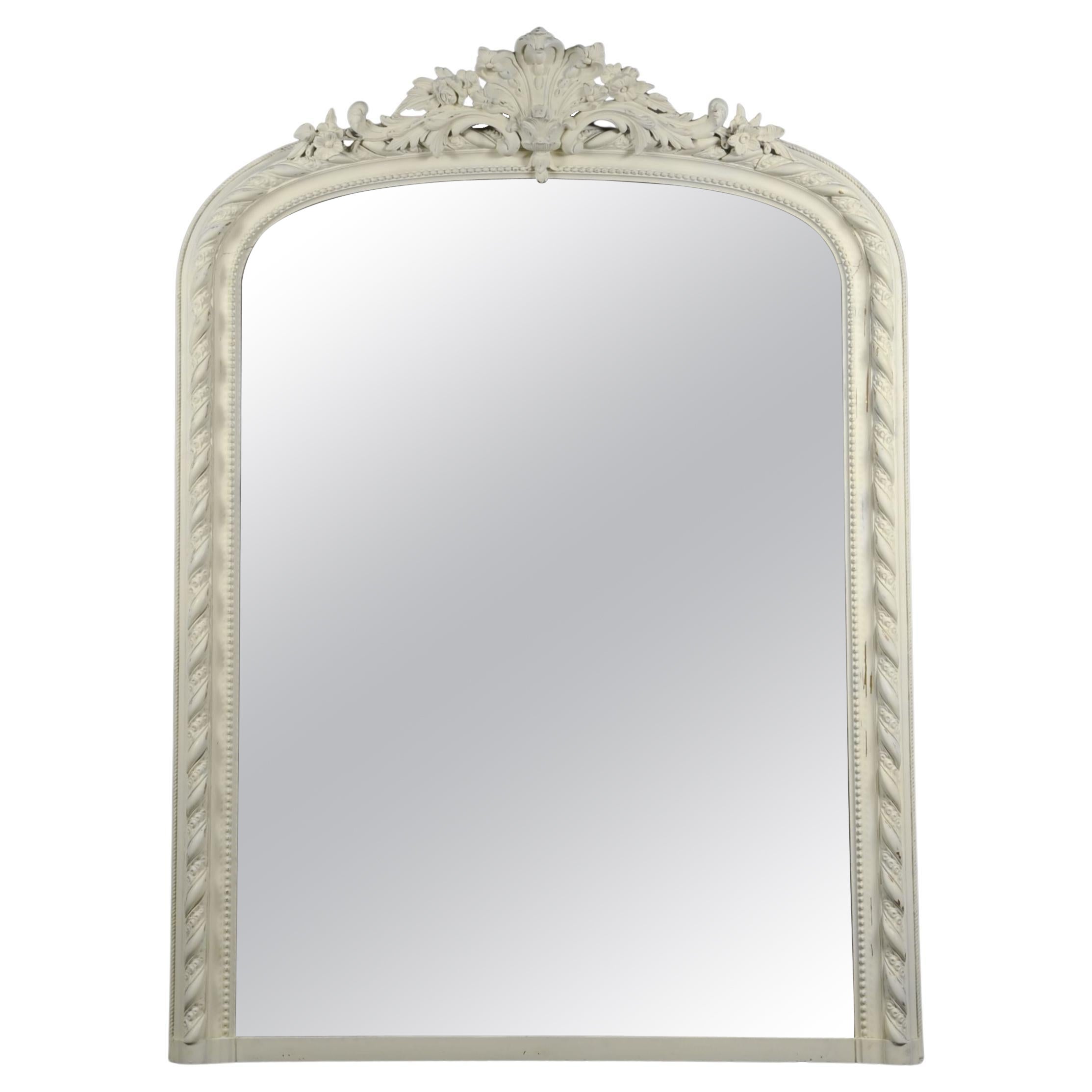 Large Napoleon III Mirror in Lacquered Wood and Stucco