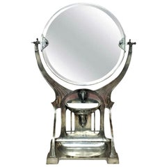 German Jugenstil Silvered Table Mirror, Ca. 1900