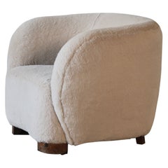 Cabinetmaker Lounge Chair, Denmark, 1940s, Newly Upholstered in Alpaca