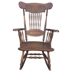 1950s Anglo Inglo-Indian Carved Walnut Rocking Chairs