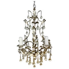 Silvered Chandelier with Crystals circa 1930s