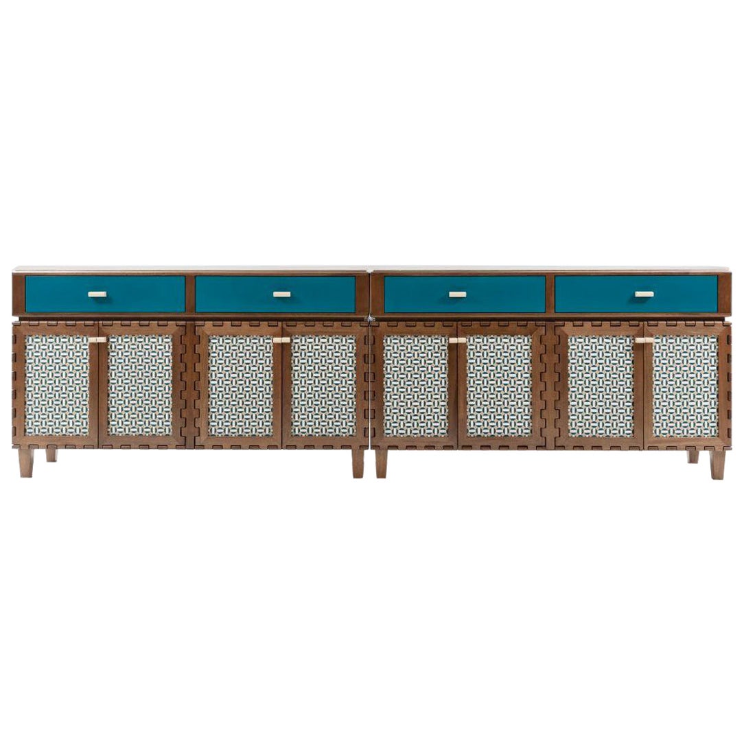 Tangara Fabric Panels Long Sideboard by Luis Pons For Sale