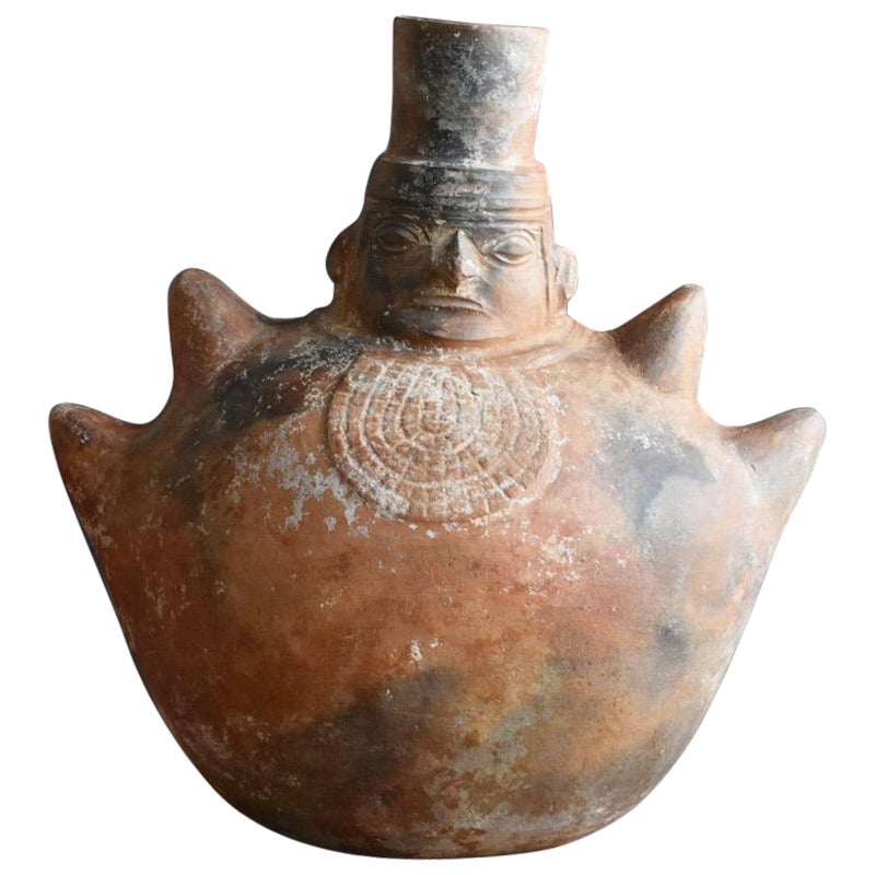Peruanisches antikes Steingut / 9. bis 10. Jahrhundert / menschliche Maske / Wari-Kultur