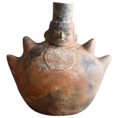 Peruvian Vintage Earthenware / 9th to 10th Century / Human Mask / Wari Culture