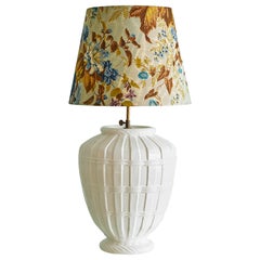 Vintage Ceramic Table Lamp with Customized Shade, France, 1970's