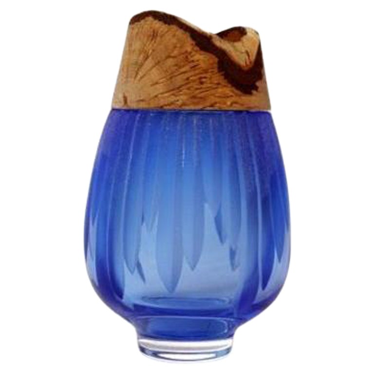 Iris Blue Frida with Cuts Stacking Vessel, Pia Wüstenberg For Sale