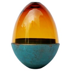Amber and Copper Patina Homage to Faberge Jewellery Egg, Pia Wüstenberg