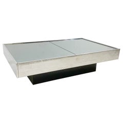 Mid-century chrome and mirror sliding bar coffee table by Willy Rizzo - Italy