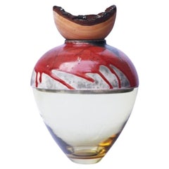 Vase empilable en forme de papillon rouge et olive, Pia Wüstenberg