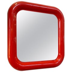 Italian Modern Red Plastic Delfo Wall Mirror by Sergio Mazza for Artemide, 1970s