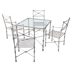 Giacometti Style Dining  Set 4 Chairs Table with Glass Top