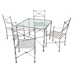 Comedor estilo Giacometti Set 4 Sillas Mesa con tapa de cristal